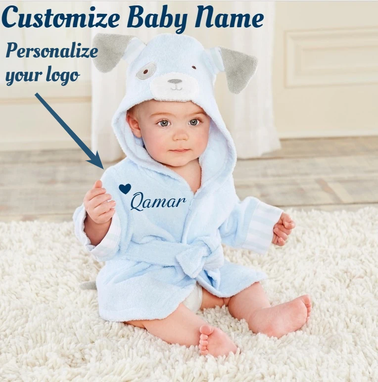 شخصية القطن الطفل رداء منشفة استحمام لطيف هوديس الرضع مخصص اسم الطفل بطانية حمام طفل لينة البشكير منامة ملابس أطفال