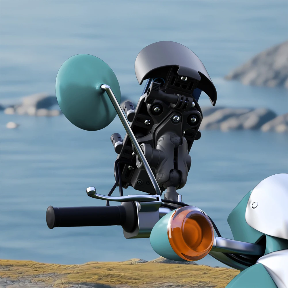 Detail des diebstahlsicheren Schlüsselschlosses und des 360-Grad-Kugelgelenks