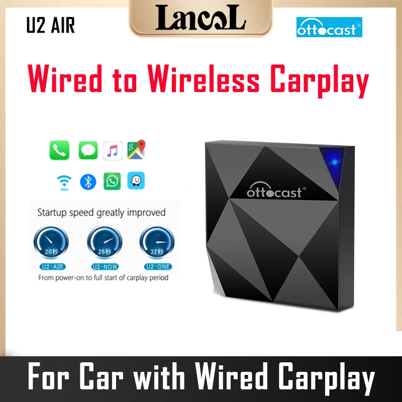 

OTTOCAST U2 Air Wired to Wireless CarPlay Ai Box Adapter Activator USB Dongle Bluetooth Auto Connect For Carplay Car Radio