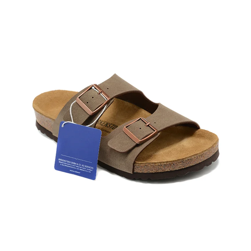 

Summer Birken Men Slipper Arizona Sandals Outdoor Flats Casual Shoes Fashion Leather Buckle Beach Cork Slipper Women Flip-flops