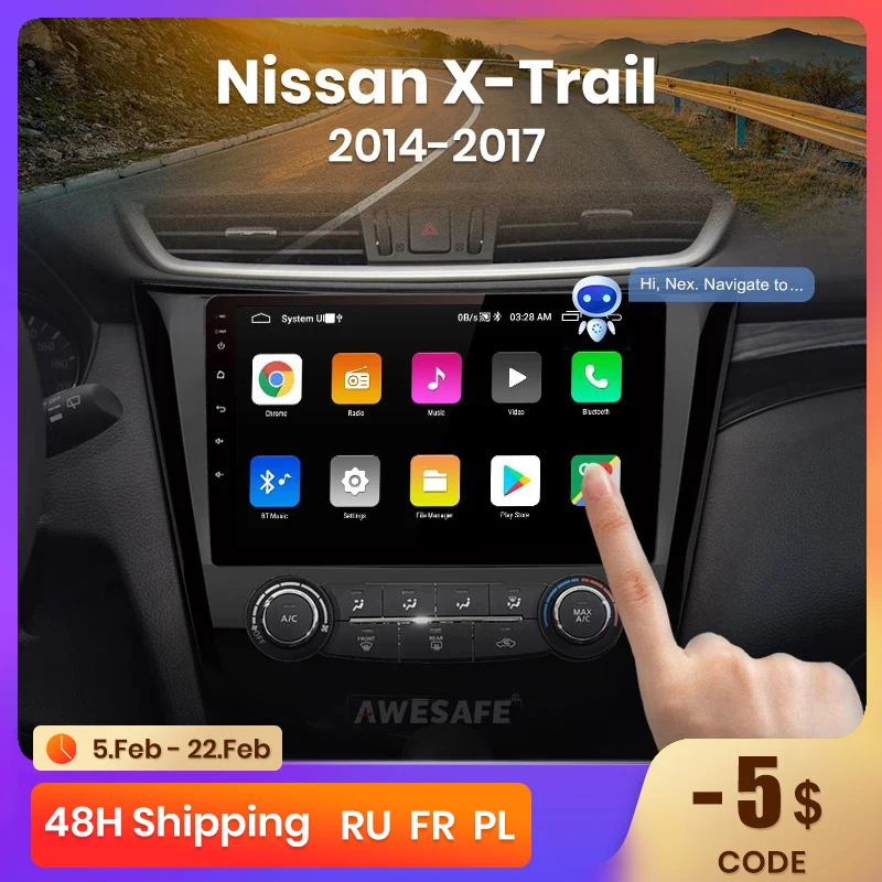 

Автомагнитола AWESAFE PX9 для Nissan X-Trail 2014-2016, мультимедийный видеоплеер на Android 2017, 2 Гб ОЗУ, 32 Гб ПЗУ, с GPS, типоразмер 2 din