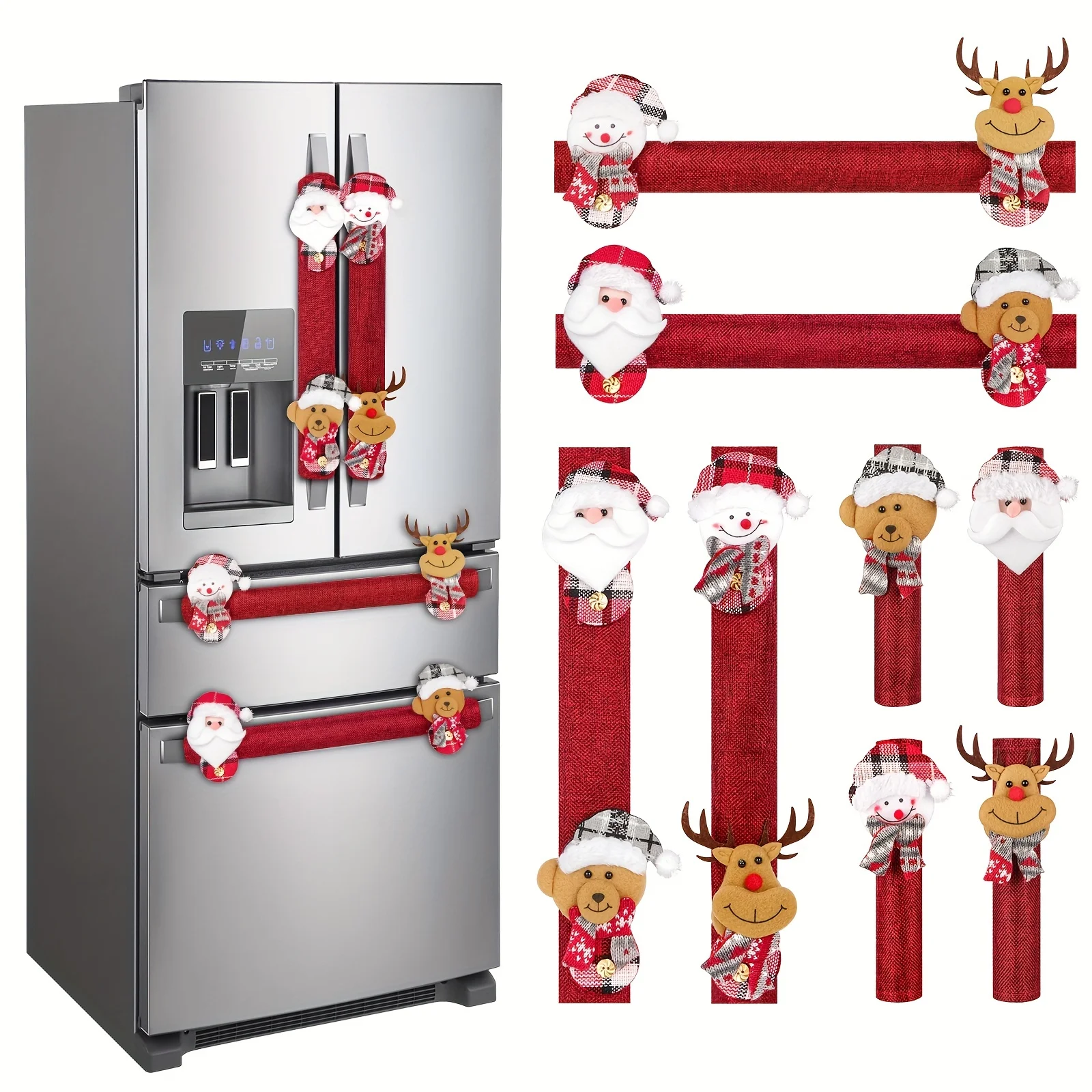 Christmas Refrigerator Door Handle Glove Set, Handle Gloves Home Decorations Door Gloves Microwave Oven Chr