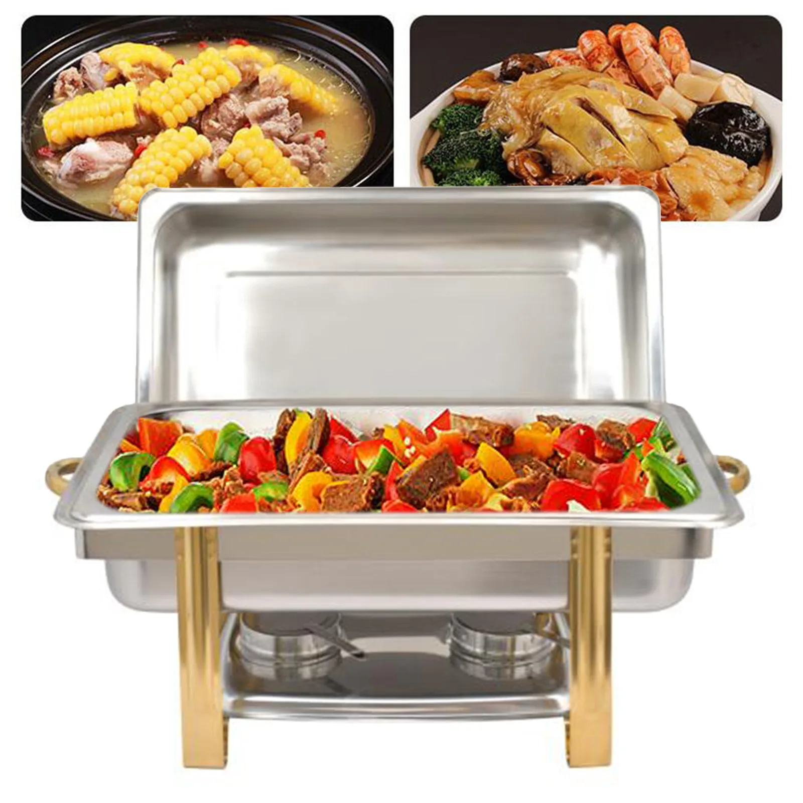9L Stainless Steel Baking Chafing Dish Sets Buffet Tray Food Heater Container With Lid