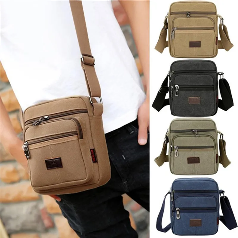 

Men Travel Bag Canvas Casual Men Shoulder Crossbody Bags Good Qualtiy Outdoor Bags Mens Travel School Retro Zipper Shoulder Bag