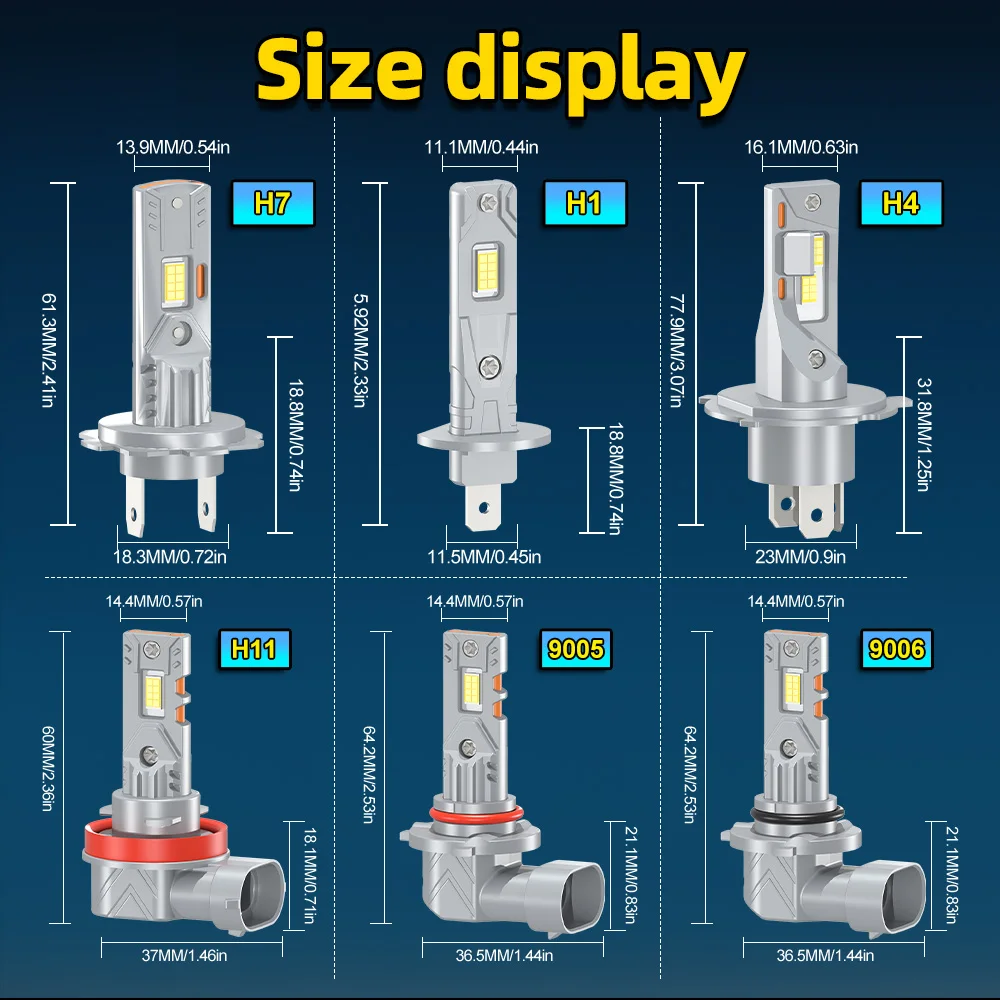 2Pcs H7 LED H1 자동차 헤드 라이트 전구 180W H4 H11 H8 9005 HB3 300% 더 밝은 자동 조명 팬리스 무선 9006 HB4 인라인 안개 램프