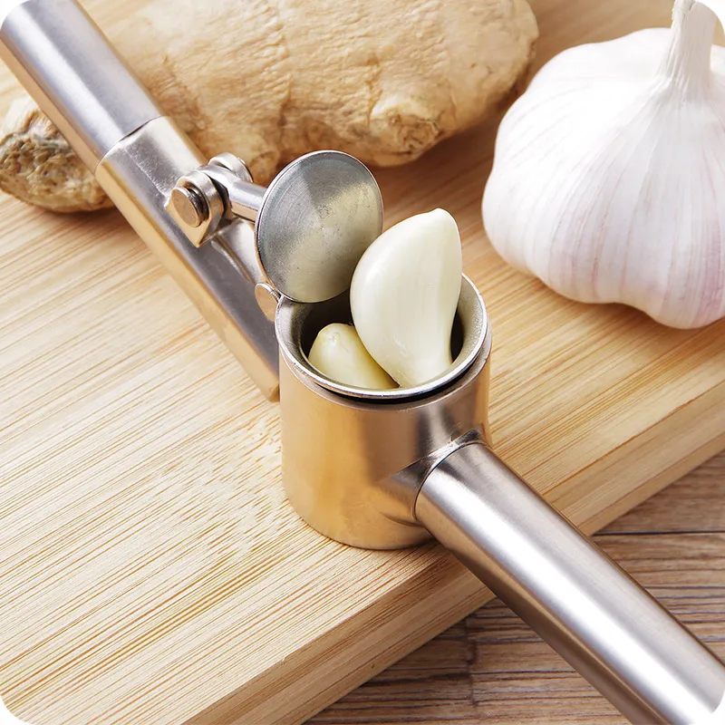 Garlic Press, 2 In 1 Professional Stainless Steel Garlic Press, Easy To  Clean, Take Ginger Juice, Garlic Crusher With Non-slip Handle For  Restaurant H