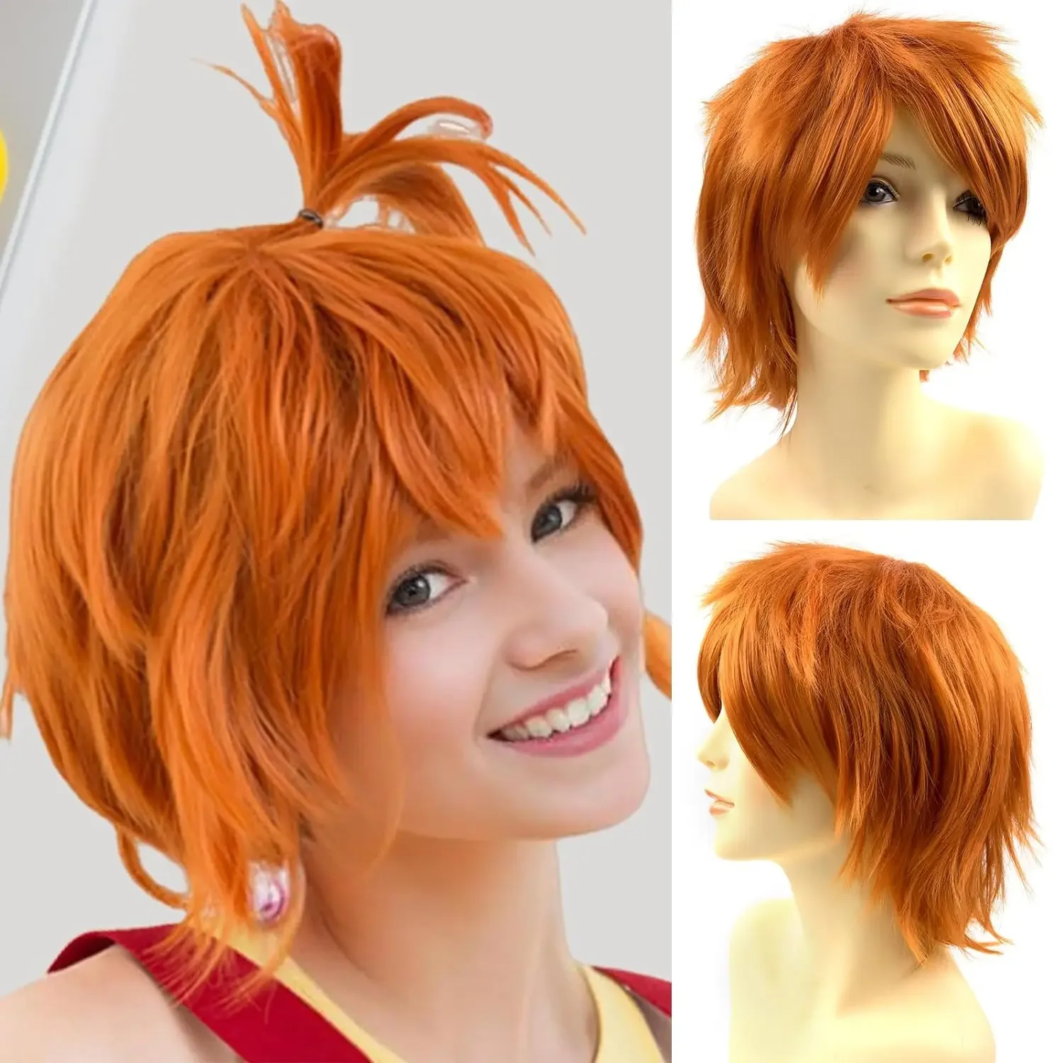 Peruca de Halloween de anime laranja escuro para festa de cosplay, perucas  de cabelo curto em camadas sintéticas com franja perucas pastel para  mulheres homens crianças - AliExpress, image size:1500x1500