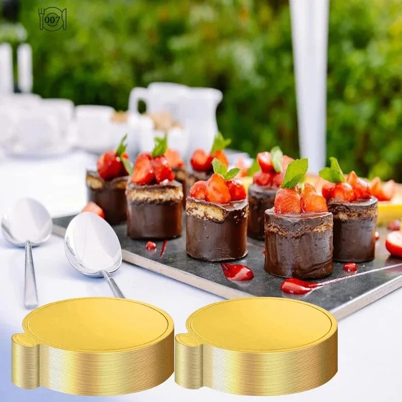 8/9cm Cake Base Disposable Round Mousse Dessert Board Food Paper Mat Cake Display Tray Baking Accessories Tools 100 Pcs