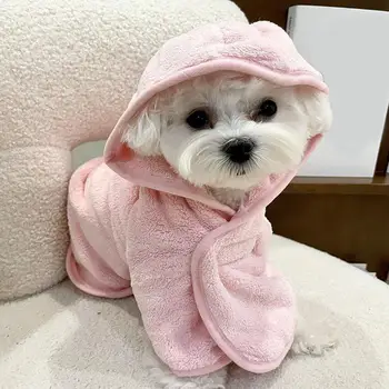 Pet Dog Towels Bathrobes With Cap Soft Drying Bath Pet For Cat Hoodies Puppy Super Absorbent Bathrobes Cleaning Necessary Supply 1