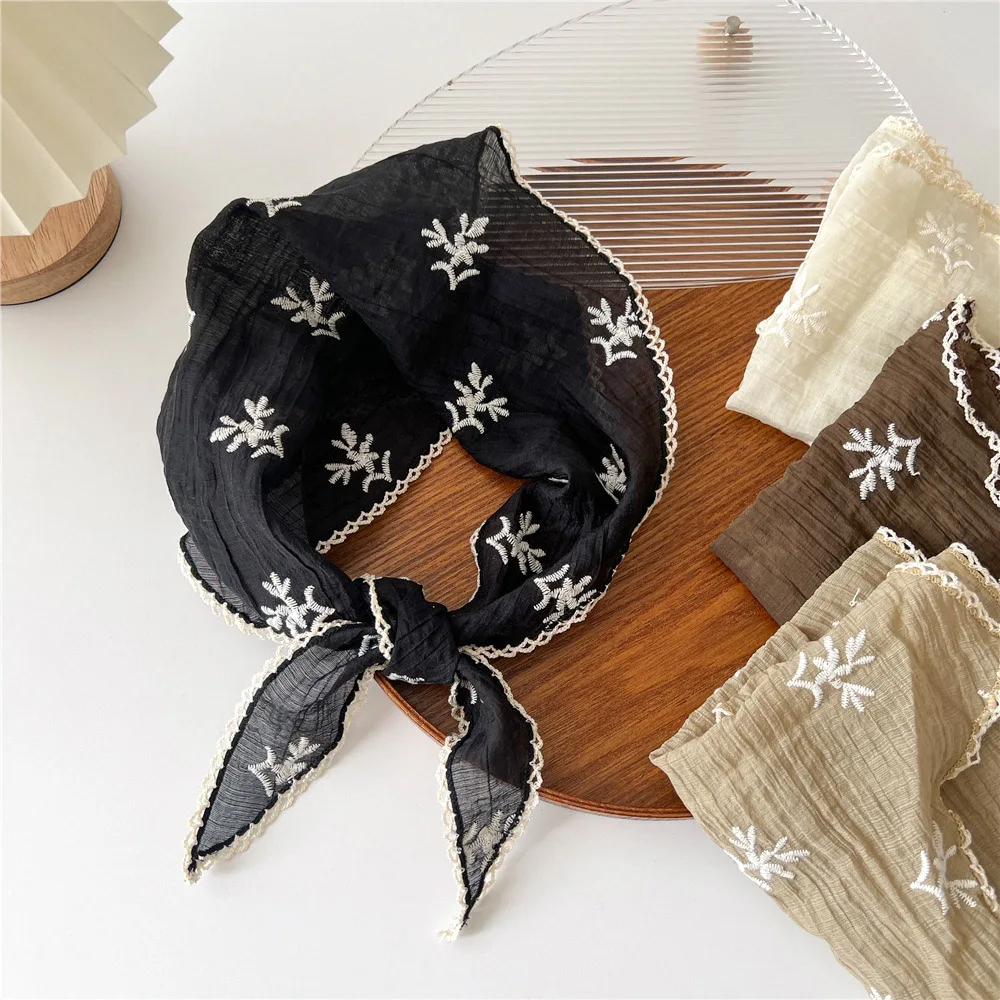 

Summer Triangle Lace Hair Head Wrap Embroidered Flower Neck Scarf Shawl Headband Handkerchief Hair Ties Bandanas Hair Ribbon