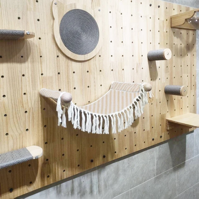 Cat Hammock Wall Mounted Shelf Qiang's Tassel Cat Hammock Cat Furniture for Sleeping, Playing, Climbing and Resting 3