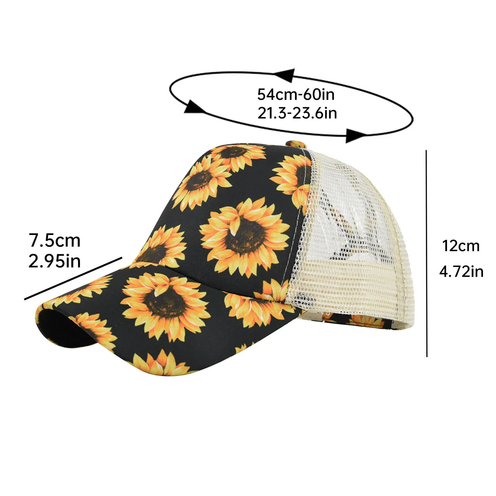 Breathable Mesh Sunflower Baseball Hats Men Women Outdoor Sport Climbing Fishing Golf Caps Adjustable Ponytail Cap
