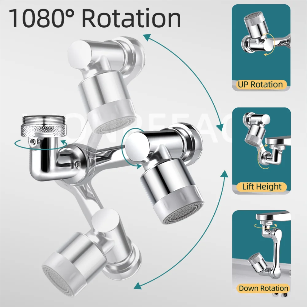 Gold mechanical arm universal faucet face wash basin splash proof extension connector can be rotated bathroom Fauce water nozzle 5