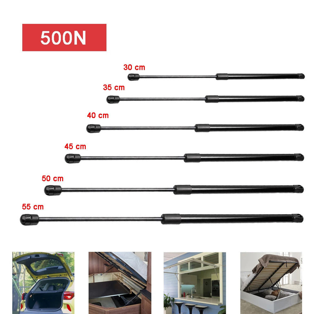 2pcs 500N 30/35/40/45/50/55cm Gas Strut Bars Lift Supports Gas Spring for Tool Box RV Bed Car Caravans Door Windows Boat Bus