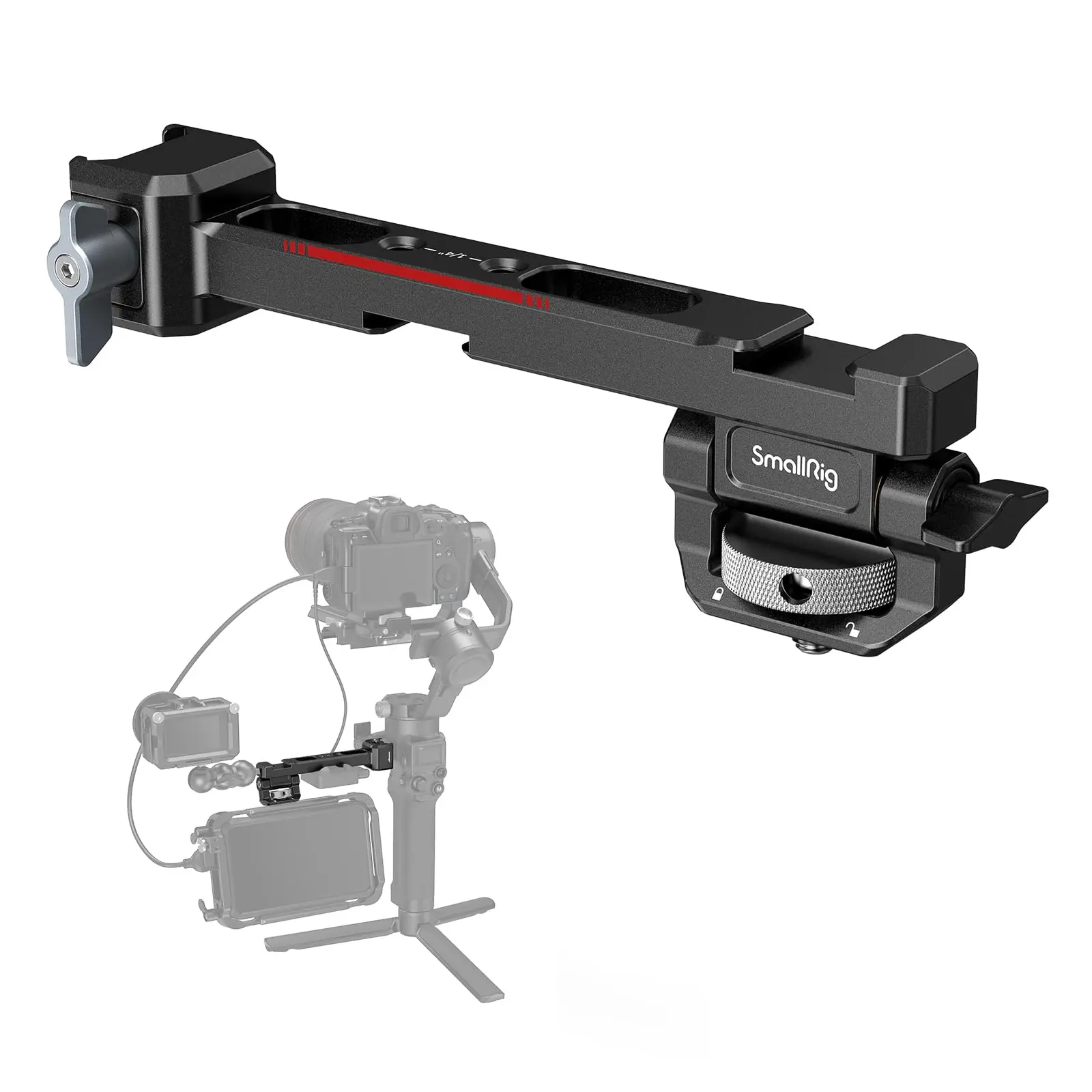 Adjustable Monitor Mounting Support with NATO Clamp Cold Shoe for DJI RS 3/RS 3