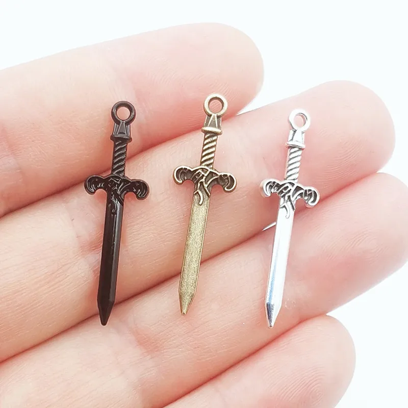 Dagger-Sword Charms Pendants Designer Charms Fit Jewelry Making DIY Jewelry Findings 16Pcs 34x10mm
