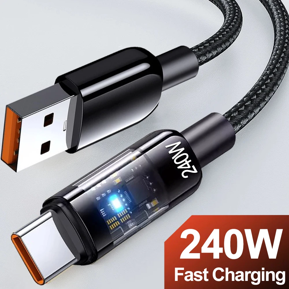 240W High-Speed Nylon Braided USB-C Quick Charge Cable