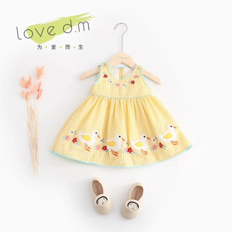 

Girl's Duck Vest Skirt 0-6Children's Clothing Summer Baby Girl Fashion Embroidery Dress Little Girl Skirt Tide