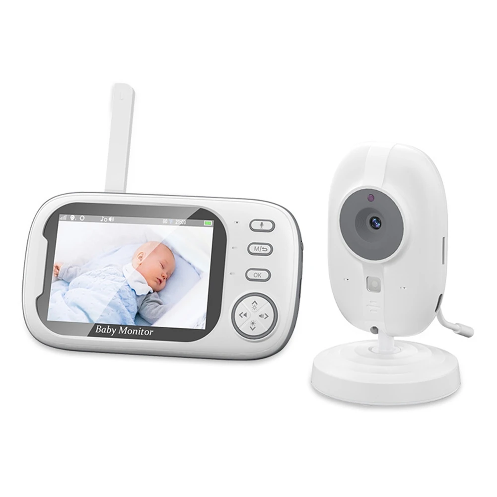 Video Baby Monitor, Baby Caregiver, 3.5Inch IPS Screen Camera Monitor Lullaby Feeding Alert,EU Plug