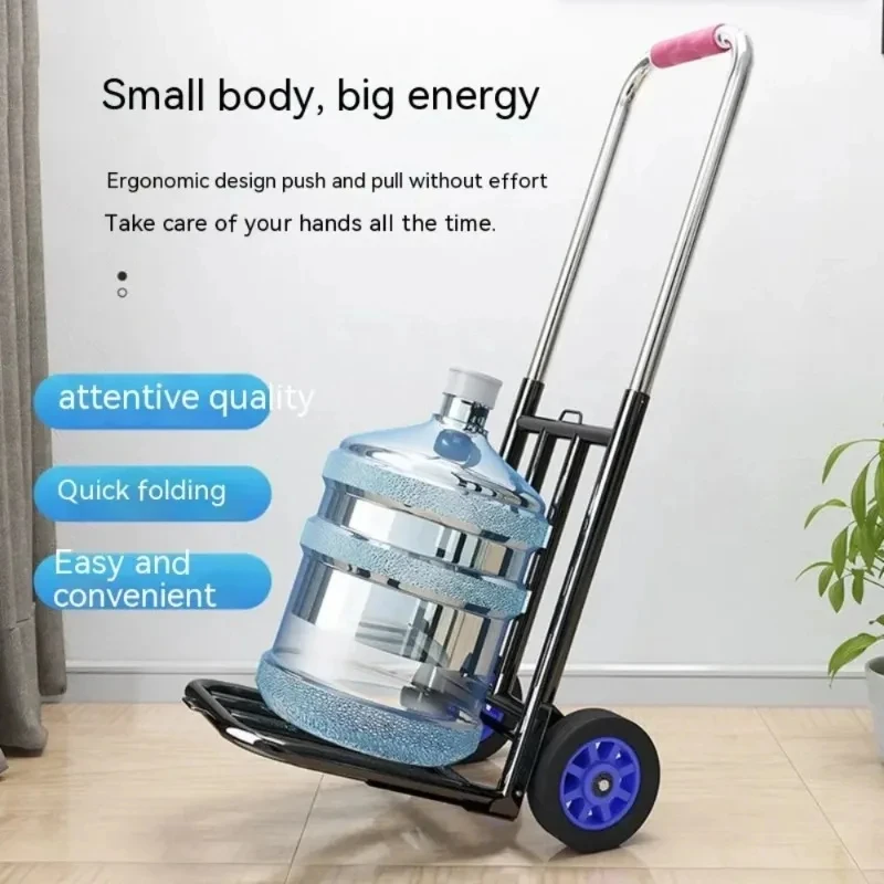Portable Hand Cart 1Pcs Portable Folding Telescopic Trolley Home Handling Lightweight 2-Wheel Trailer Labor Saving Shopper Trolley Moving