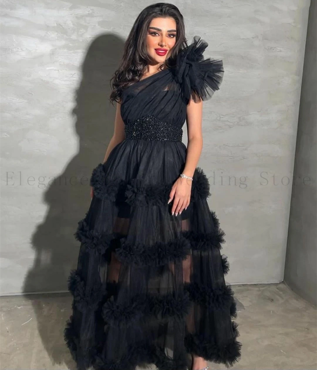 

Женское платье на одно плечо, с оборками, в стиле Саудовской Аравии