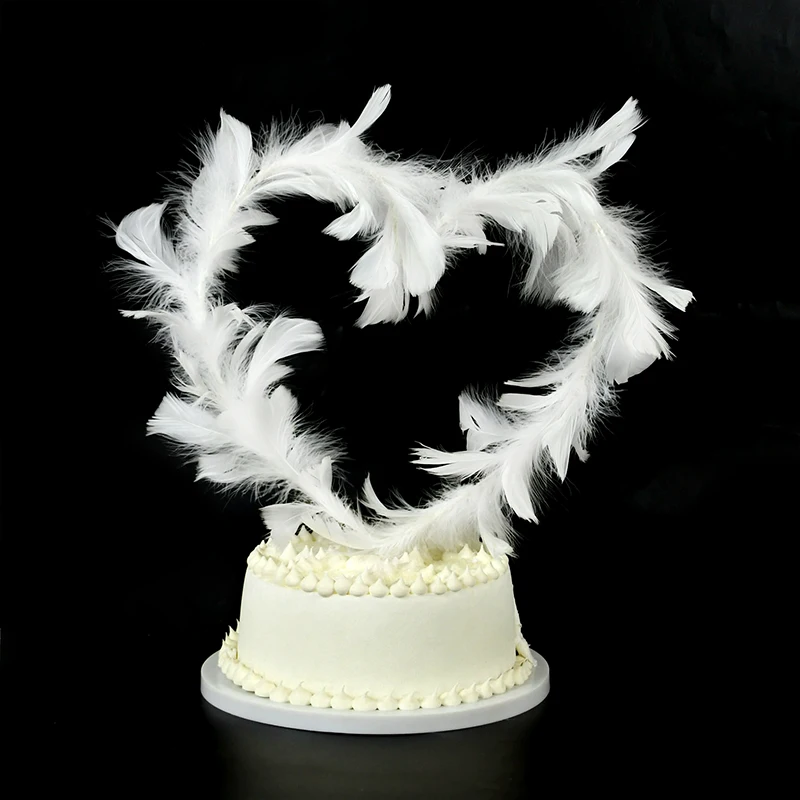 5 Decorazioni Per Torta Con Ali D'Angelo In Piume Bianche - Per Compleanni, Baby Shower, Cupcake, Feste A Tema E Matrimoni