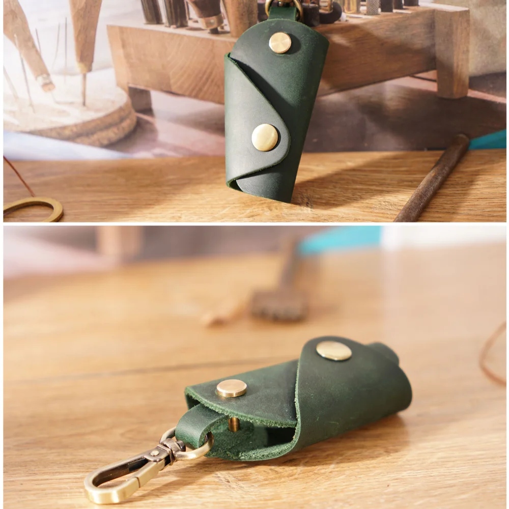 Cowhide Key Organizer Portable Creative Handmade Mini Key Case Mini Portable Case Men