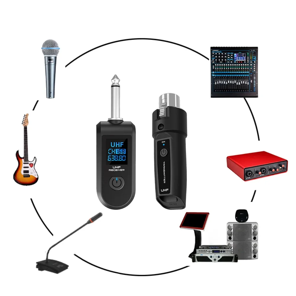 UHF Wireless Microphone Converter XLR Transmitter and Receiver Microphones for Dynamic Mic Audio Mixer Electric Guitar Bass