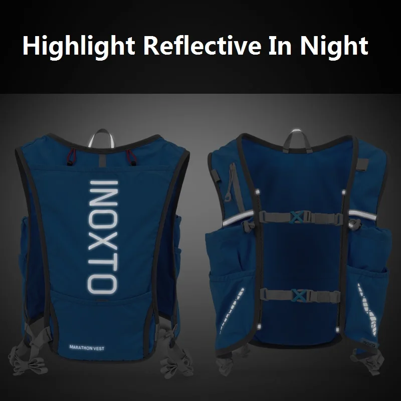 Inoxto Quick Drying Running Backpack Men 5L Ultra-light Hydrating vest Mountain Bike Cycling Bag Breathable 2L Water Bag Bottle 6
