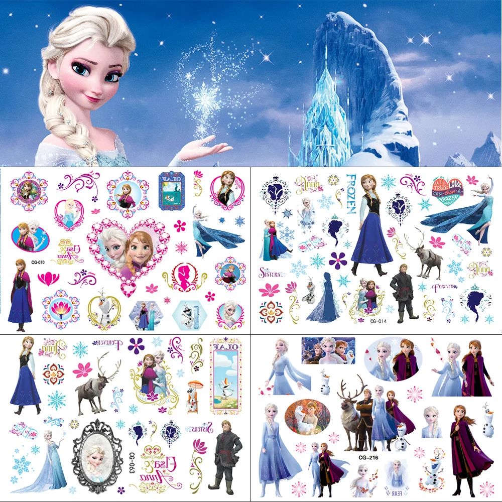 Pegatinas de tatuaje de Frozen de película de Disney para niñas