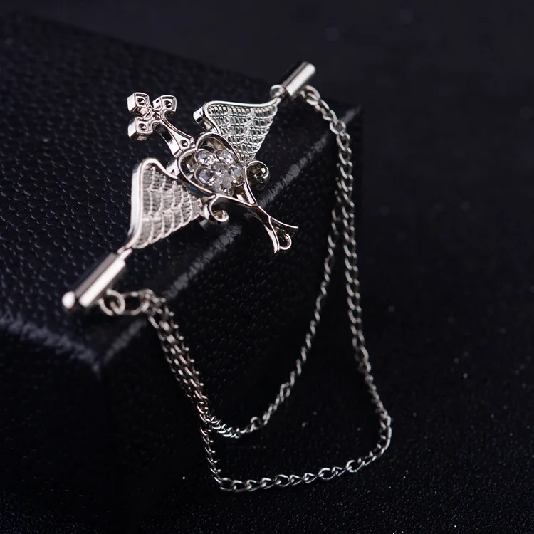 Goud Double Star Angle Wings Pins Metalen Ketting Broches Shirt Blouse Goud Double Star Angle Wings Pins Metalen Ketting Broches Shirt Blouse