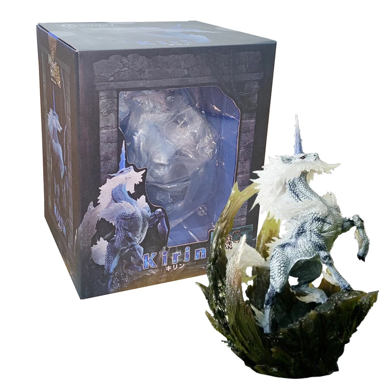 

Anime GAME Monster Hunter World KIRIN White Unicorn Ice Unicorn Action Toy Figure Model Collection Decoration Kids Toy Gift