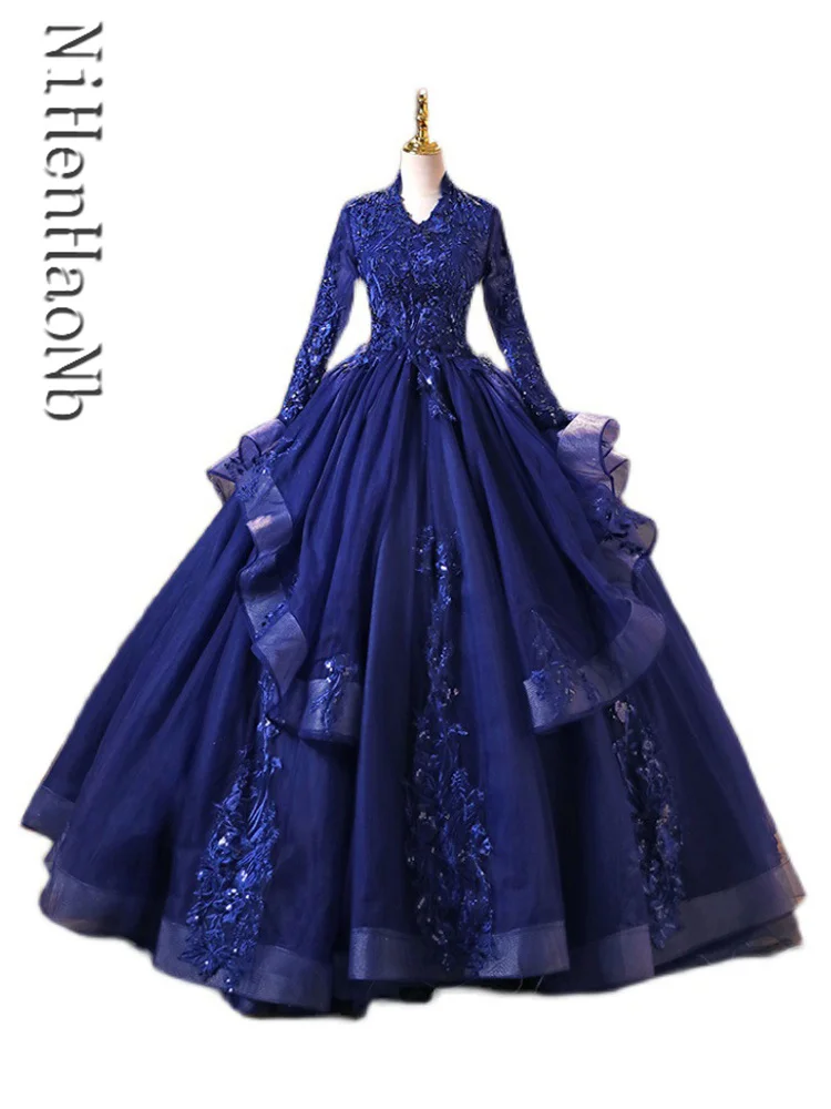 

Luxury Quinceanera Dresses Ball Gown Sweet 16 Long Sleeve Performance Dress Party Gowns