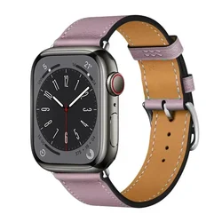 Premium Genuine Leather Watch Strap - Elegant and Versatile Wristband Bracelet for S11 - 10 - 46mm 44 - 45 - 49 (Light pink)