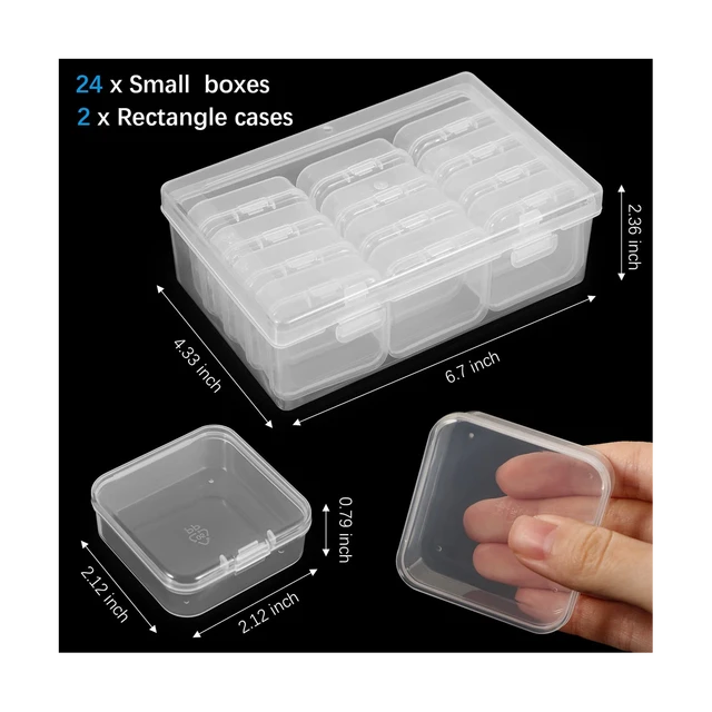 12 Pieces Small Clear Plastic Beads Storage Container and Organizer  Transparent Boxes with Hinged Lid for Storage of Small Items, Jewelry,  Diamonds, DIY Art Craft Accessory 2.12 x 2.12 x 0.79 Inch