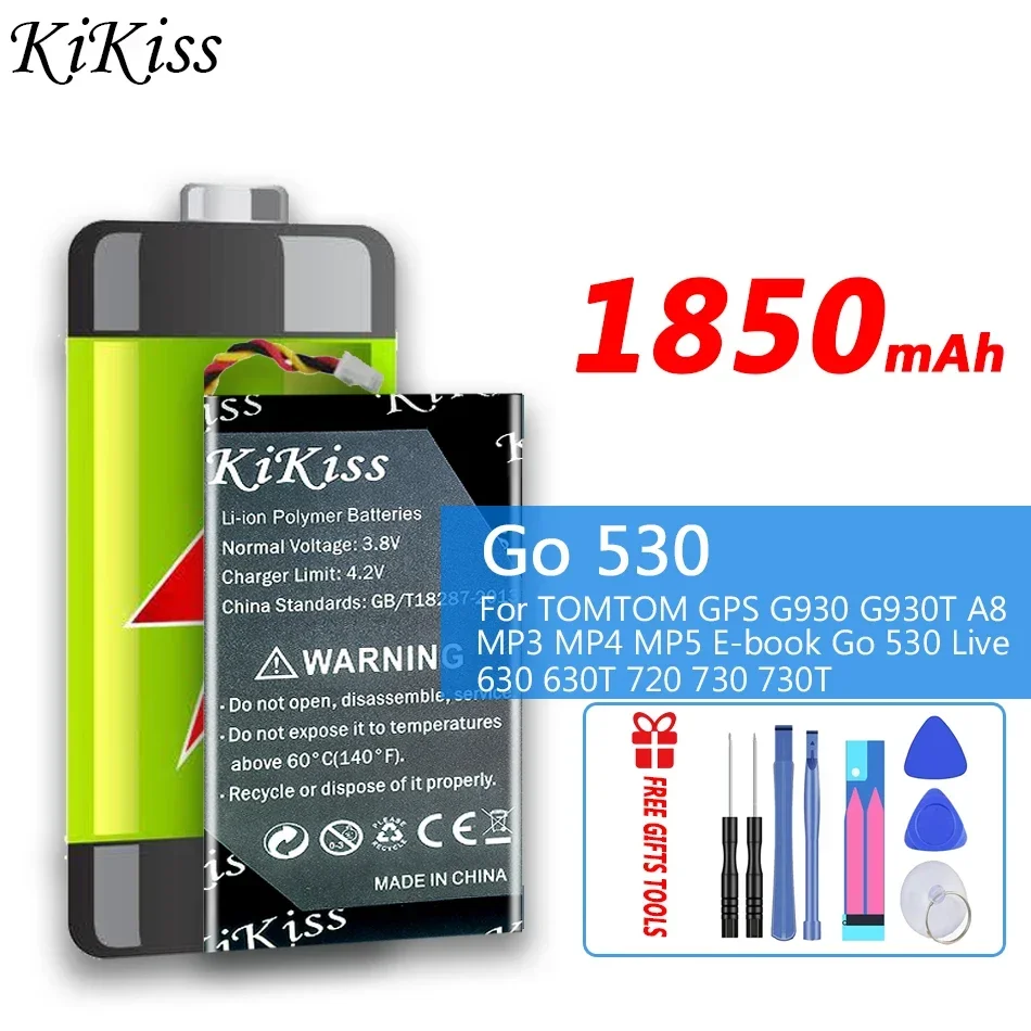 Batteria Kikiss 1850Mah Ad Alta Capacità Per Tomtom Gps G930 G930T A8 Mp3 Mp4 Mp5 E-Book Go 530 Live, 630 630T 720 730 730T