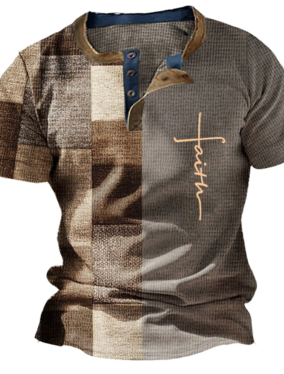 Camiseta Masculina Xadrez Manga Curta - Estilo Casual Com Botões VIPWOLF
