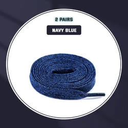 Sparkling Metallic Glitter Shoelace Set - White, Gold, and Silver Flat Laces - 160cm (Navy blue)