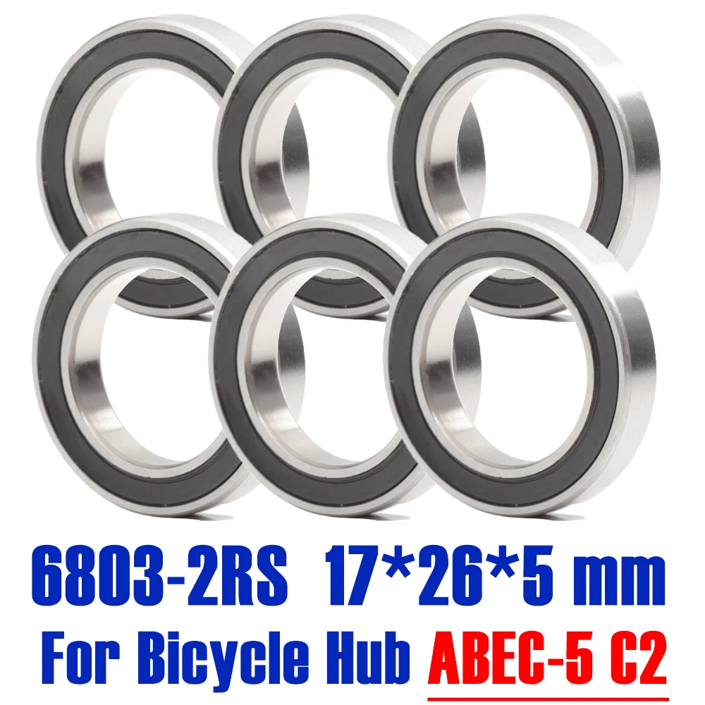 Bicycle ball bearing,bicycle wheel hub bearings 6803-2RS Bearing 17*26*5 mm ( 6 PCS ) ABEC-5 17 24 5 6803RS Bearings For Bicycle Hub Front Rear Hubs Wheel
