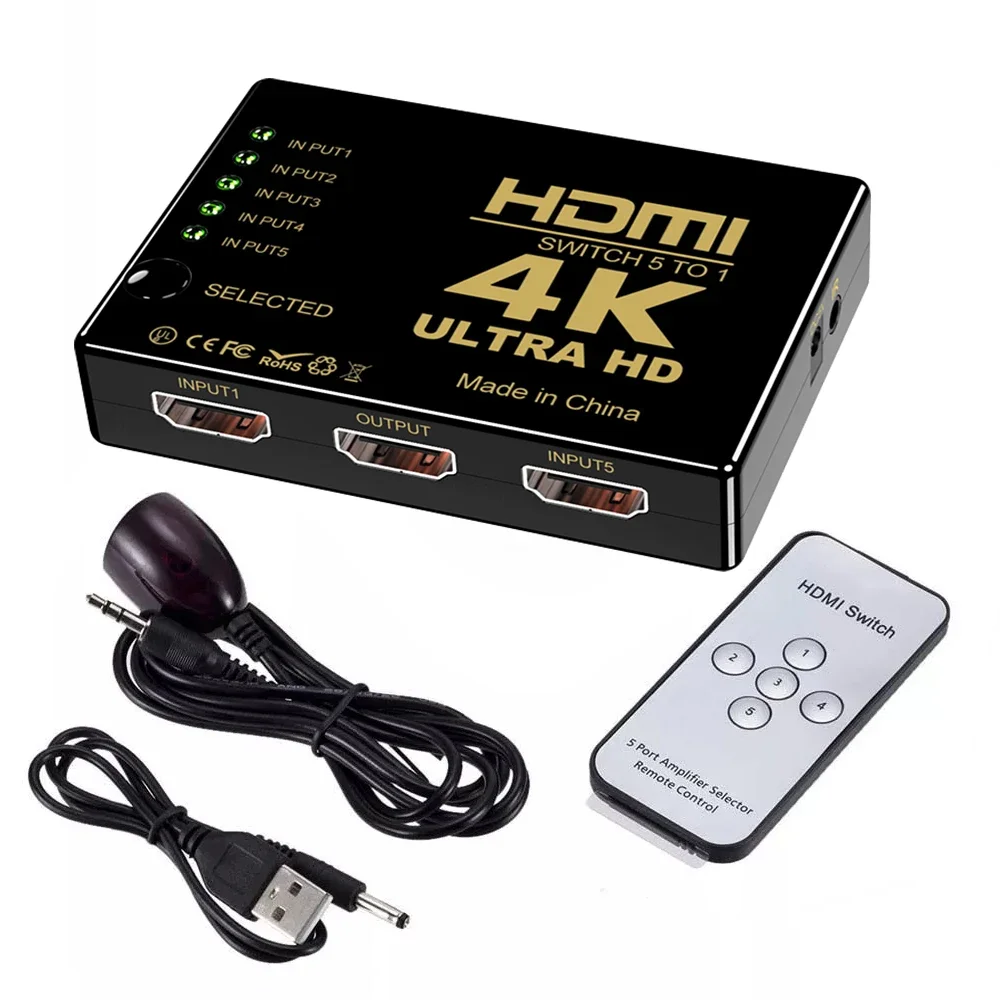 Switcher Hdmi 4K 5X1 3X1 1080P Selettore Switch Video Hdmi 5 In 1 Out Con Telecomando Per Pc Loptop Xbox Tvbox Hdtv Ps5