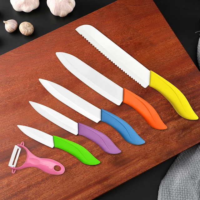 Ceramic Knives Kitchen Knives Set 3 4 5 6 inch Paring Utility Slicing Chef  Bread Set+Peeler Zirconia White Blade Cooking Tool