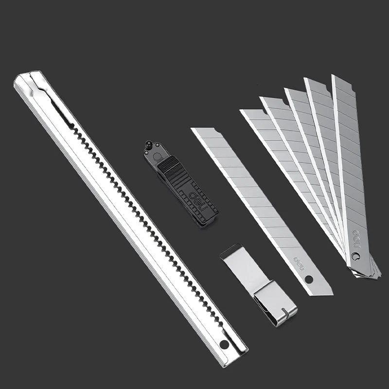 델리 9mm 유틸리티 나이프 세트 합금강 30/60도 블레이드 종이 상자 절단 해체용 나이프 가정 학교 용품