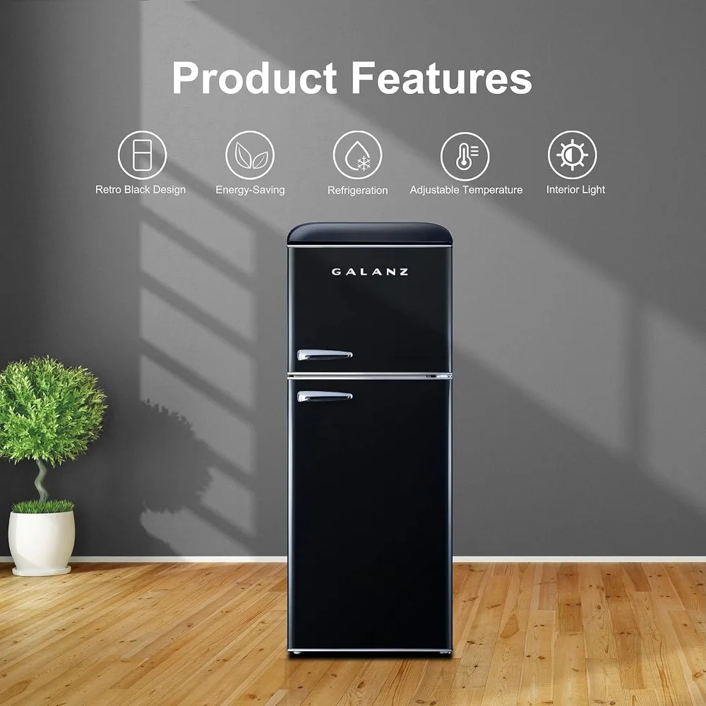 Retro Compact Refrigerator with Freezer Mini Fridge with Dual Door, Adjustable Mechanical Thermostat, 4.6 Cu Ft