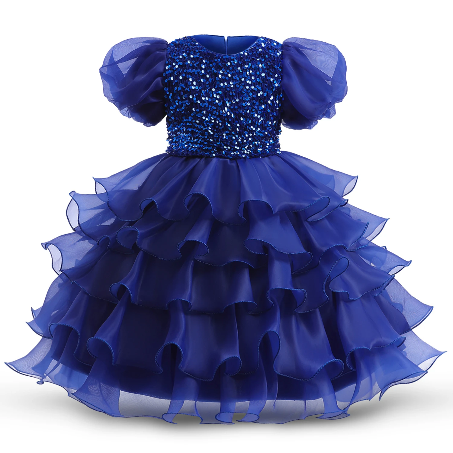 Kids Girls Princess Dress Sequin Little Girl Layer Evening Party Wear 4