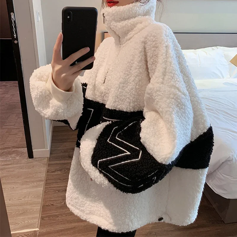 Cashmere Imitation Autumn Winter Fleece Maternity Nursing Hoodies Chic Ins Loose Breast Sweatshirt Warm Pregnancy Mother Tops