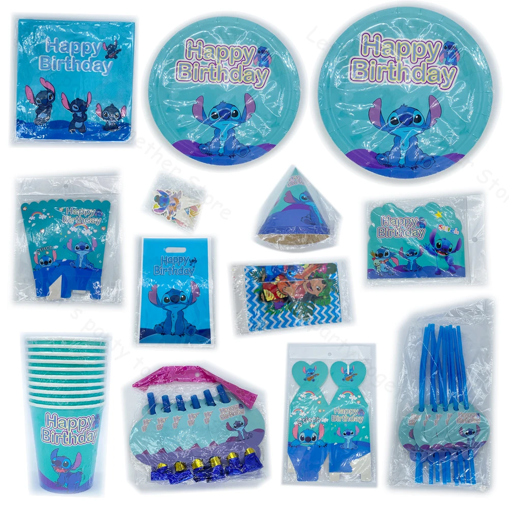 

Stitch Lilo Anime Figures Adult Cosplay Tableware Party Supplies Paper Cup Plate Napkin Tablecloth Baby shower Party Decoration
