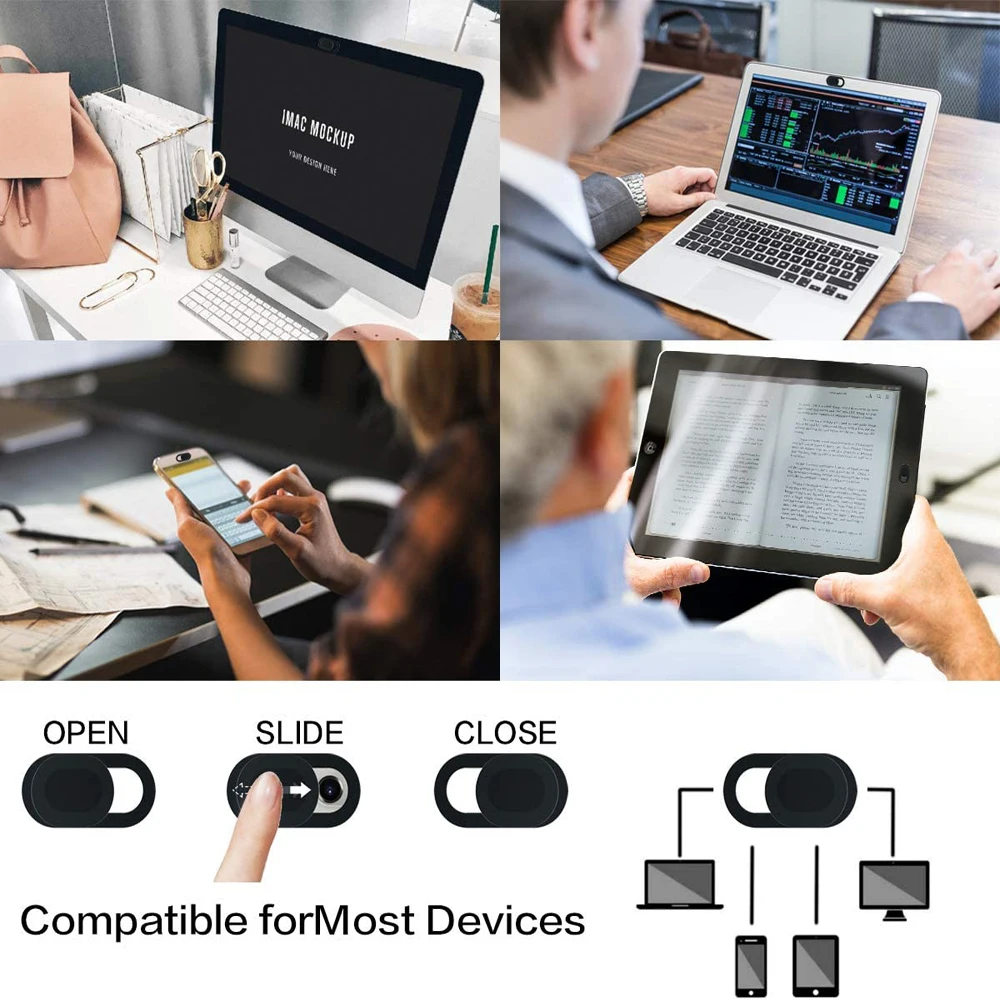 Privacy Slider Covers - Anti-Spy Webcam and Camera Protection for Laptops, Tablets, and Mobile Phones