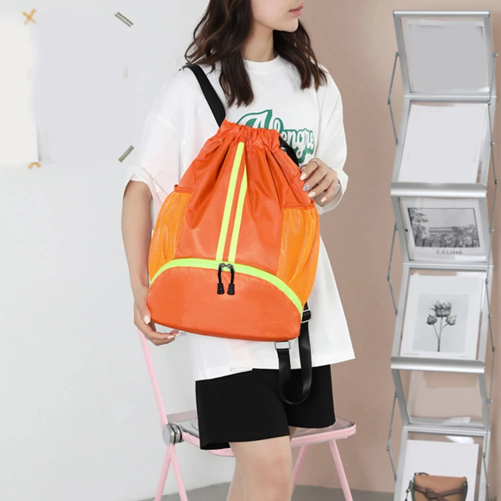 Orange Waterproof Large Outdoor Unisex Drawstring Sports/Gym Bag