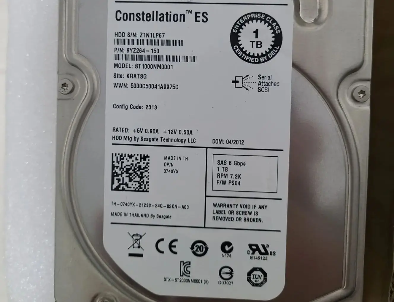 For 0740YX ST1000NM0001 1T 7 2k 3 5 inch 6GB SAS server hard disk