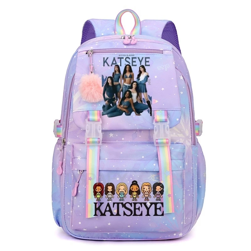 Girls School Bags Kpop KATSEYE Backpack Teenager Fashion Casual School Bags Lightweight Daypack for Student Women Travel Daypack - 6
